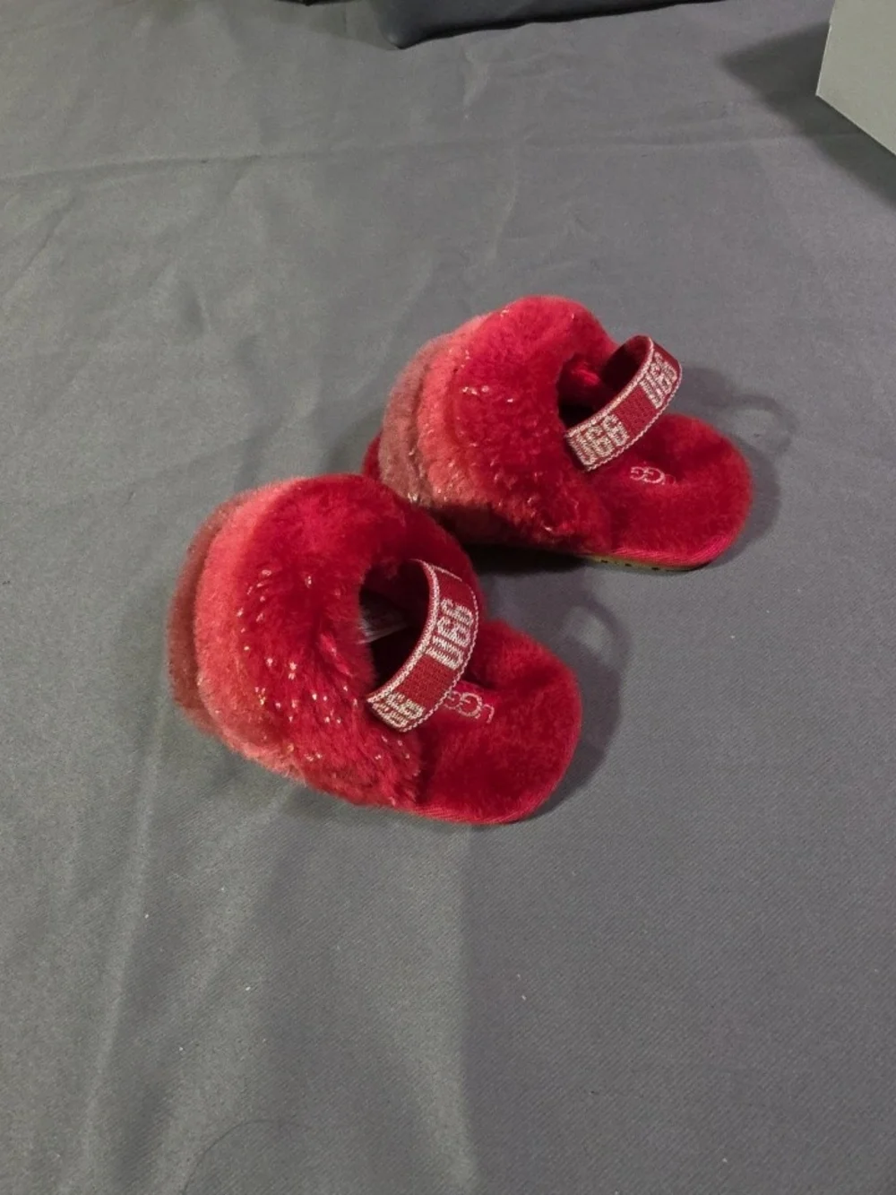 UGG Red Fluff Slide Sandals